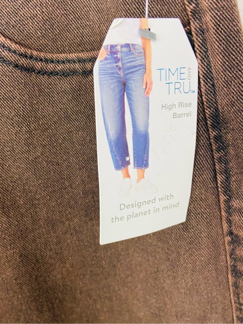 NWT Time and Tru Women’s Brown High Rise barrew Jeans size 12 - Picture 6 of 14